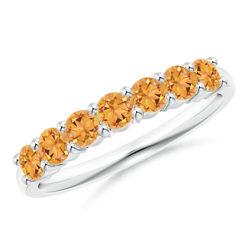 3mm AAA Half Eternity Seven Stone Citrine Wedding Band in White Gold