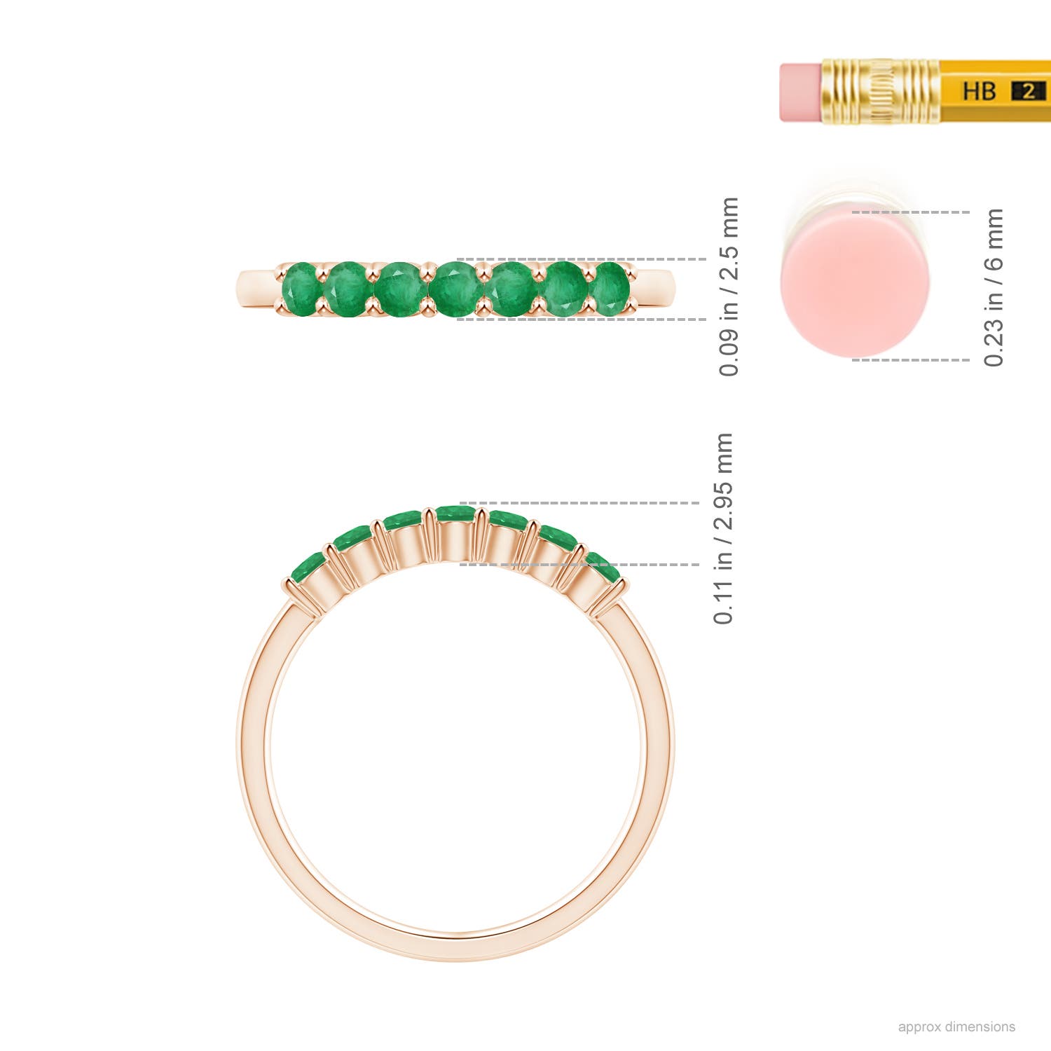 A - Emerald / 0.44 CT / 14 KT Rose Gold