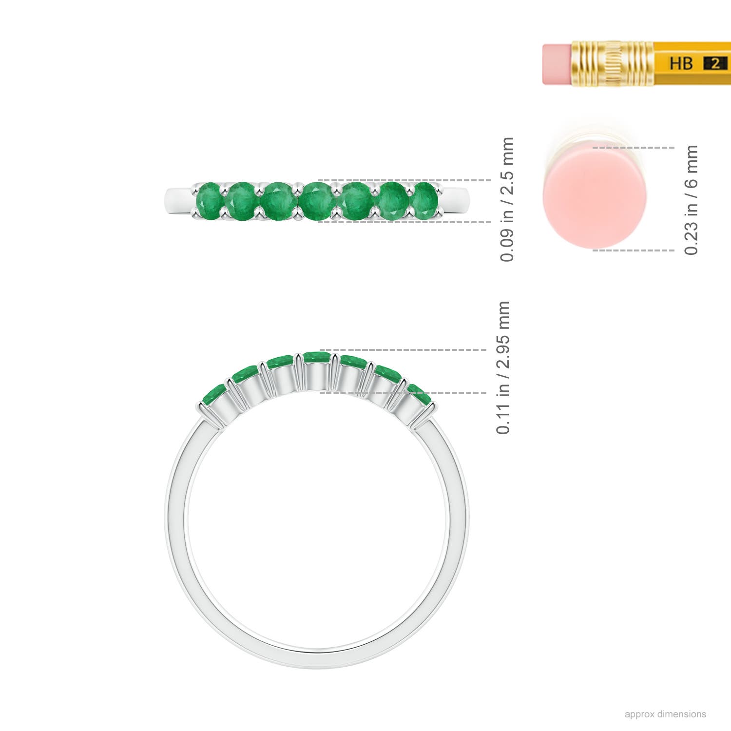 A - Emerald / 0.44 CT / 14 KT White Gold