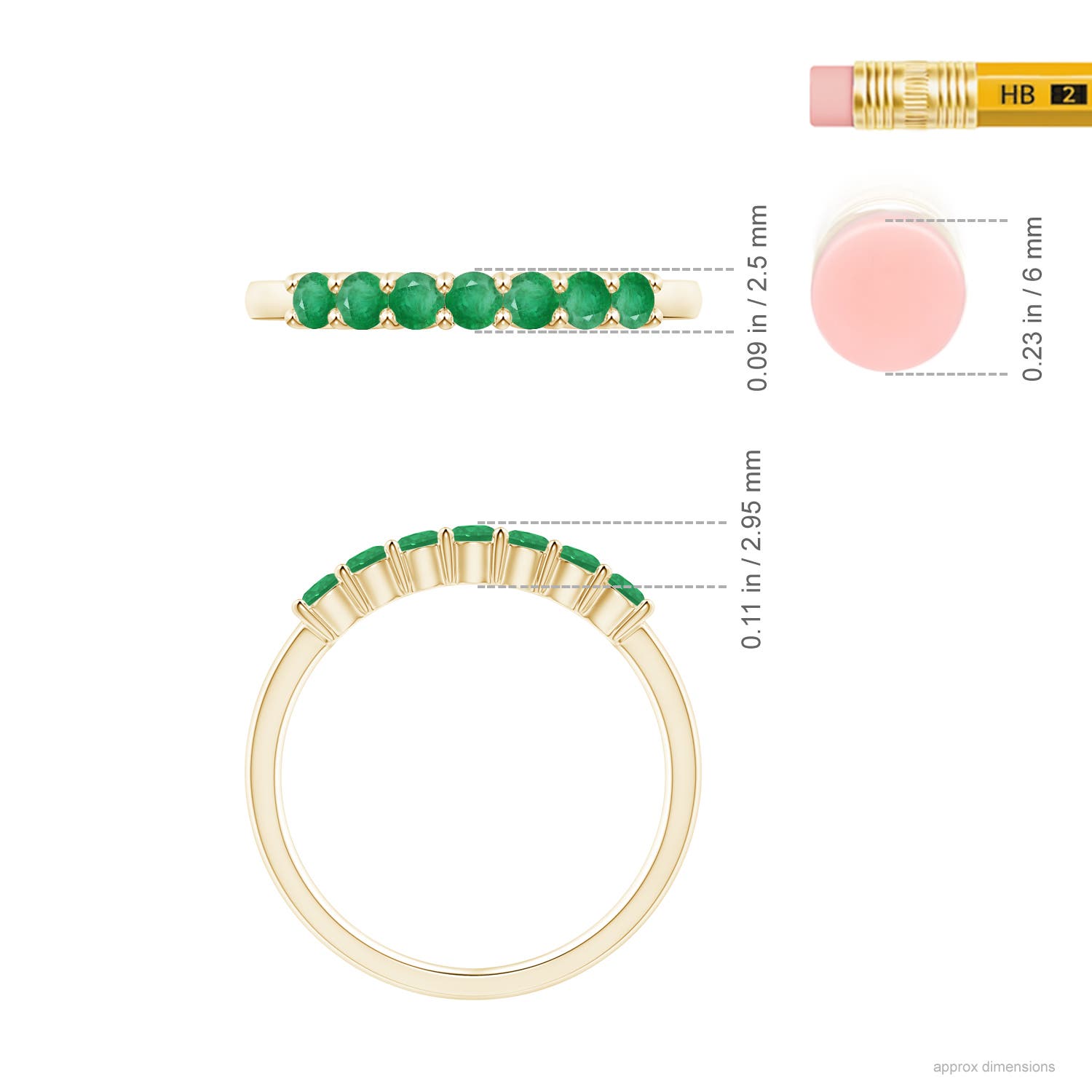 A - Emerald / 0.44 CT / 14 KT Yellow Gold