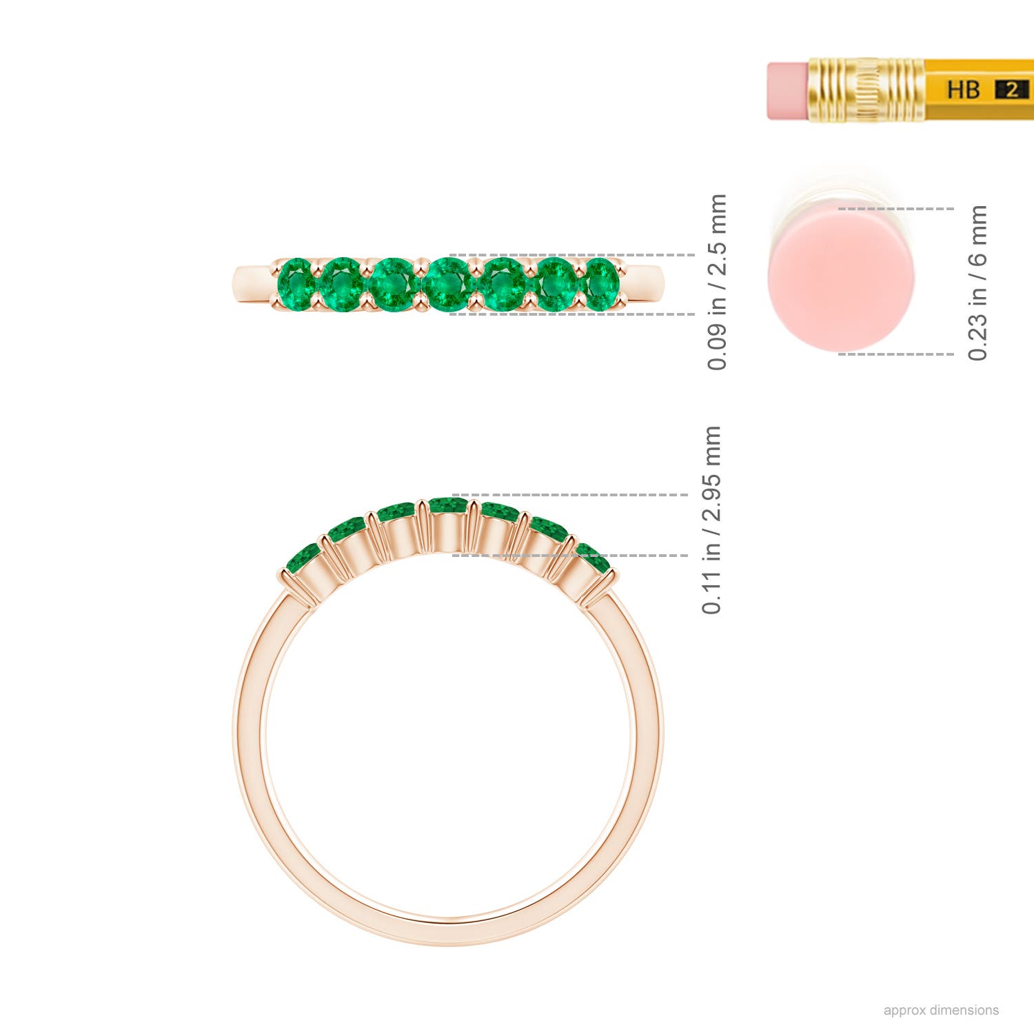 AAA - Emerald / 0.44 CT / 14 KT Rose Gold