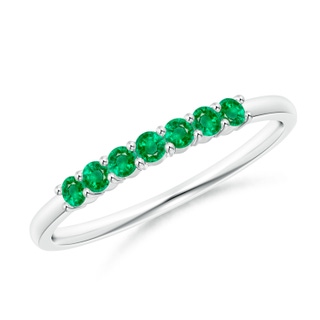 2mm AAA Half Eternity Seven Stone Emerald Wedding Band in White Gold