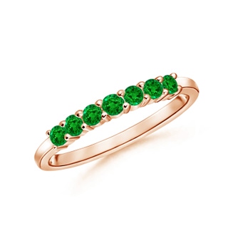 2mm Lab-Grown Half Eternity Seven Stone Emerald Wedding Band in 10K Rose Gold