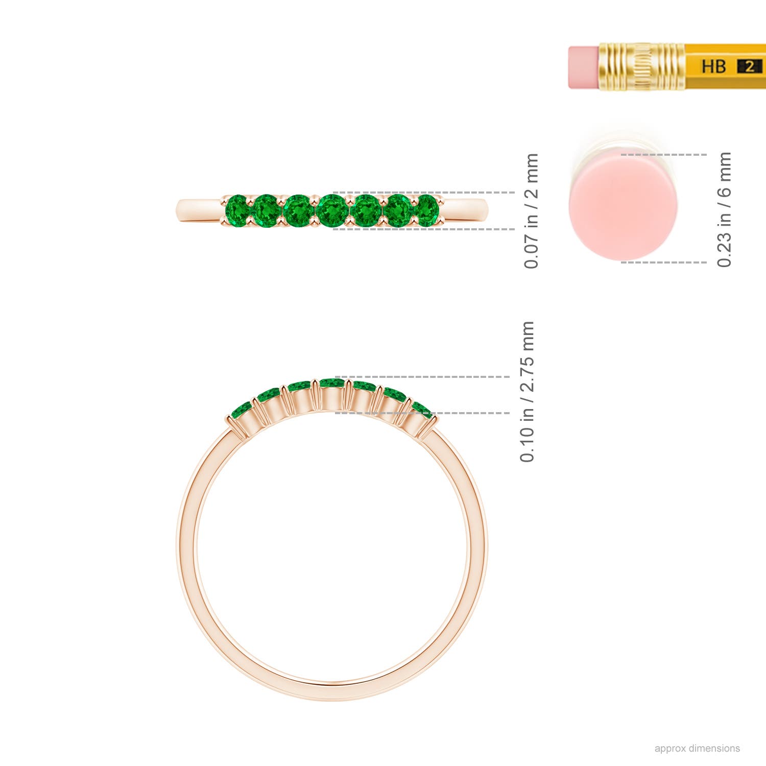 AAAA - Emerald / 0.32 CT / 14 KT Rose Gold