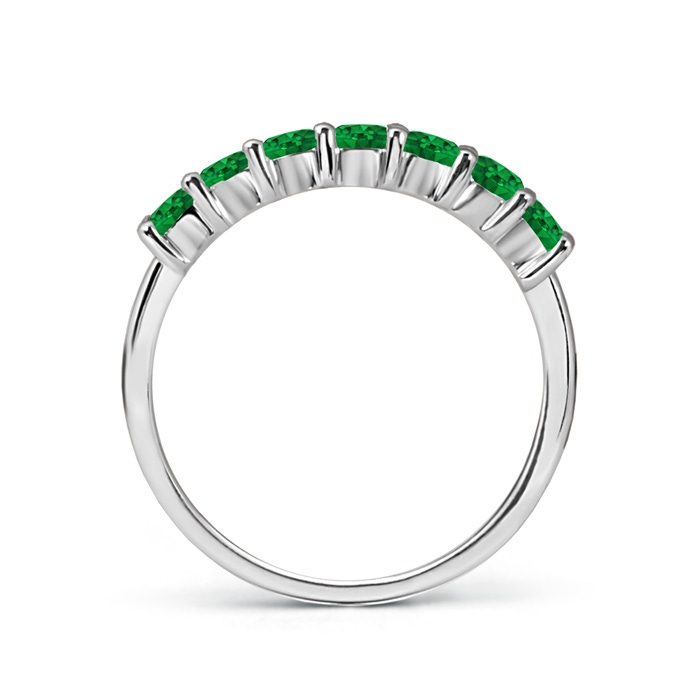 3mm AAAA Half Eternity Seven Stone Emerald Wedding Band in 10K White Gold Product Image