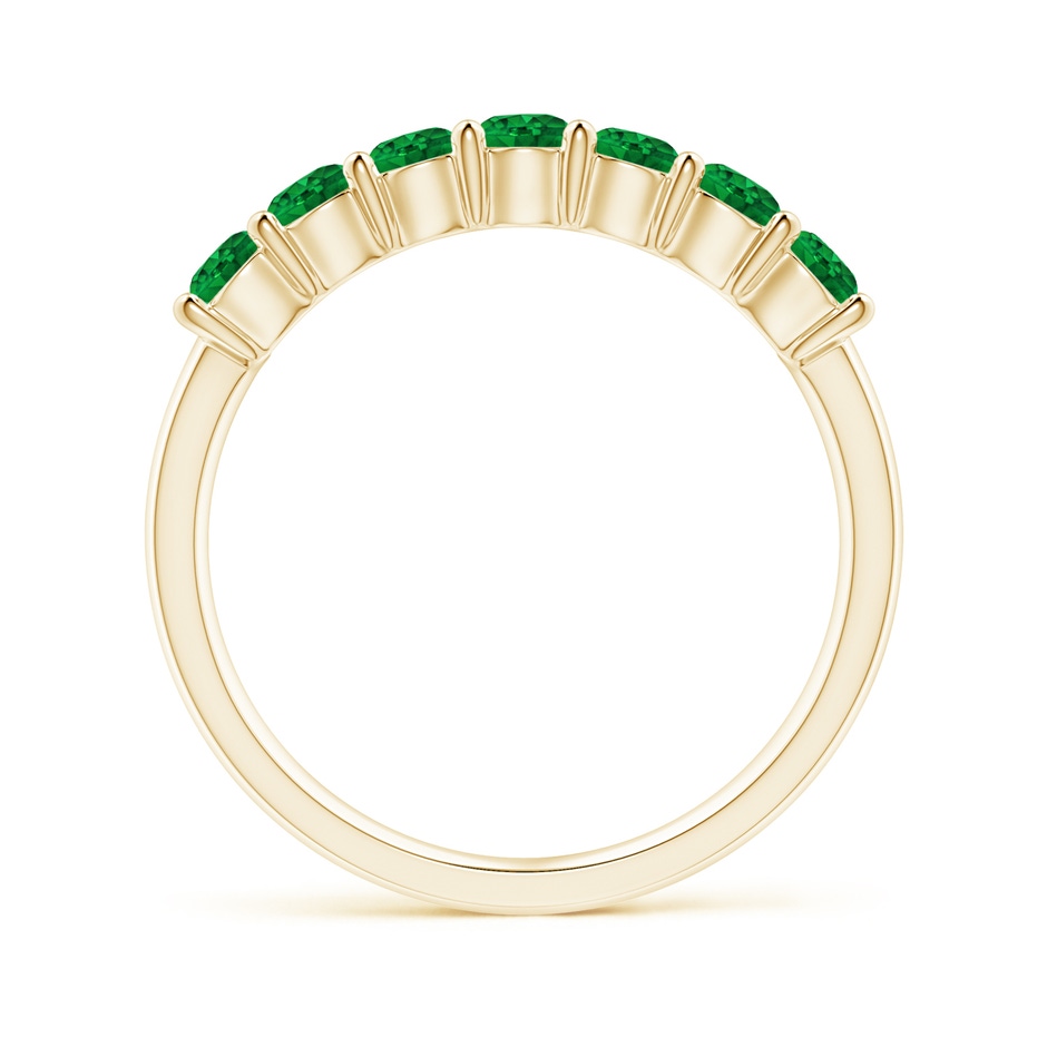 3mm Lab-Grown Half Eternity Seven Stone Emerald Wedding Band in Yellow Gold side-1