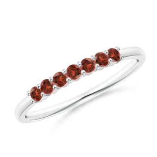 2mm AAA Half Eternity Seven Stone Garnet Wedding Band in White Gold