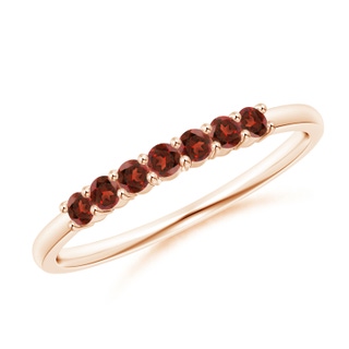 2mm AAAA Half Eternity Seven Stone Garnet Wedding Band in Rose Gold