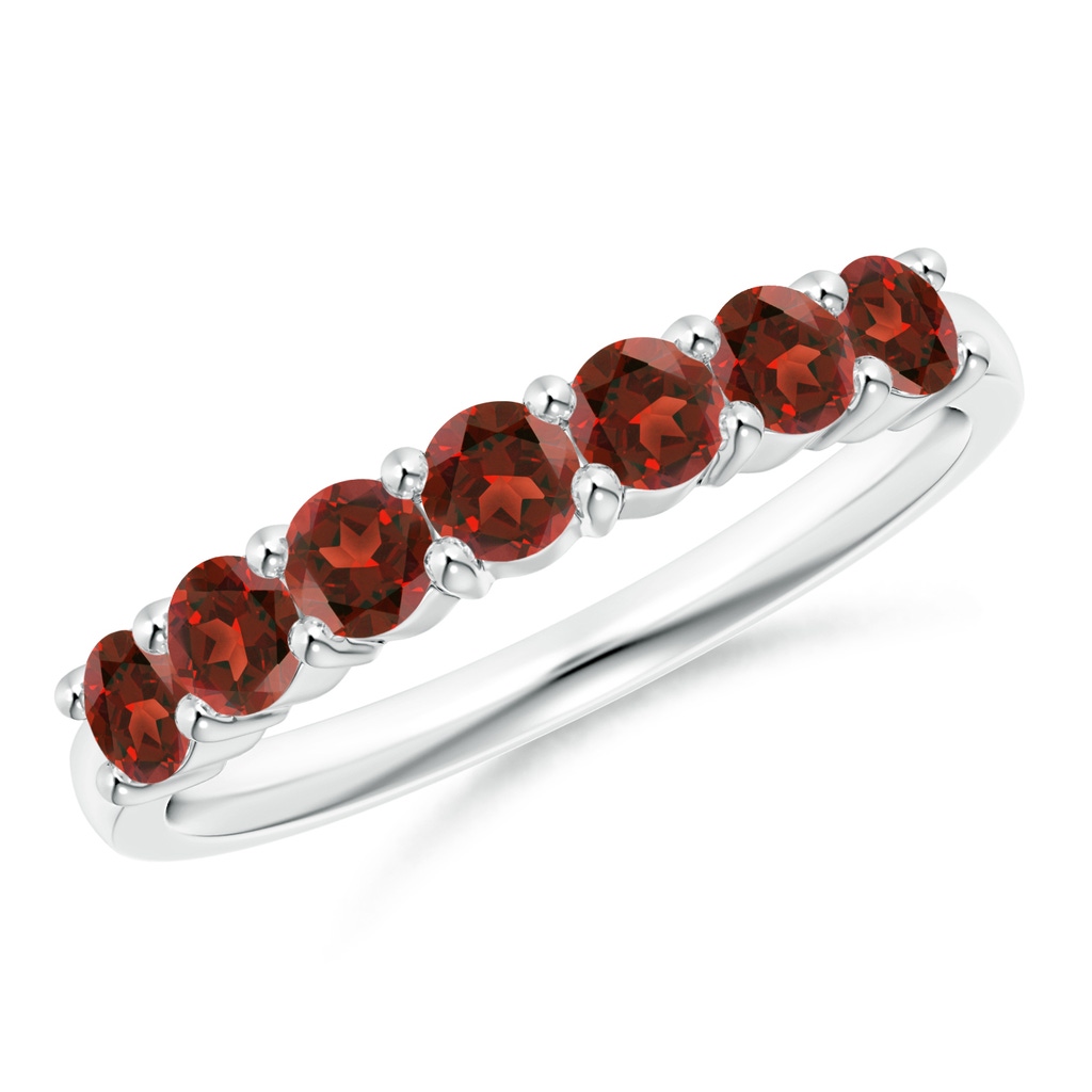 3mm AAAA Half Eternity Seven Stone Garnet Wedding Band in White Gold