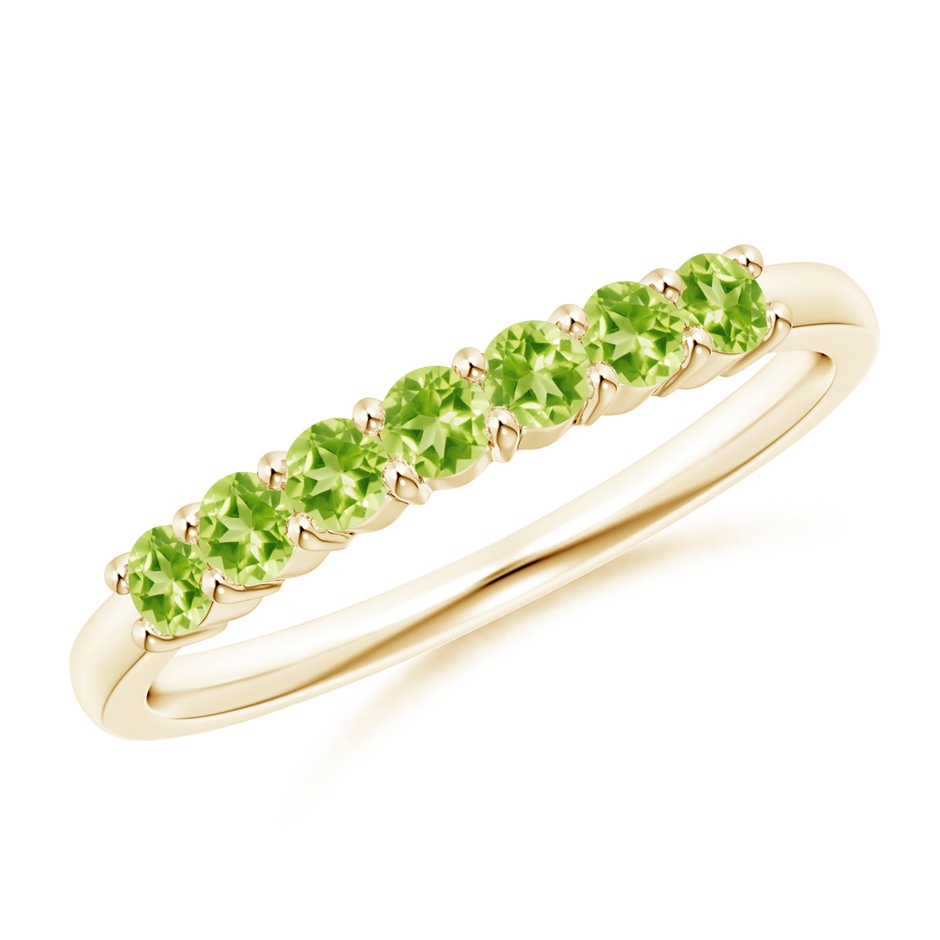 2.5mm AAAA Half Eternity Seven Stone Peridot Wedding Band in Yellow Gold 