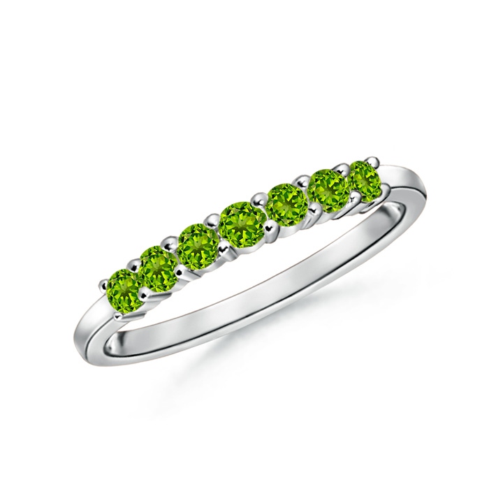 2mm AAAA Half Eternity Seven Stone Peridot Wedding Band in 10K White Gold 