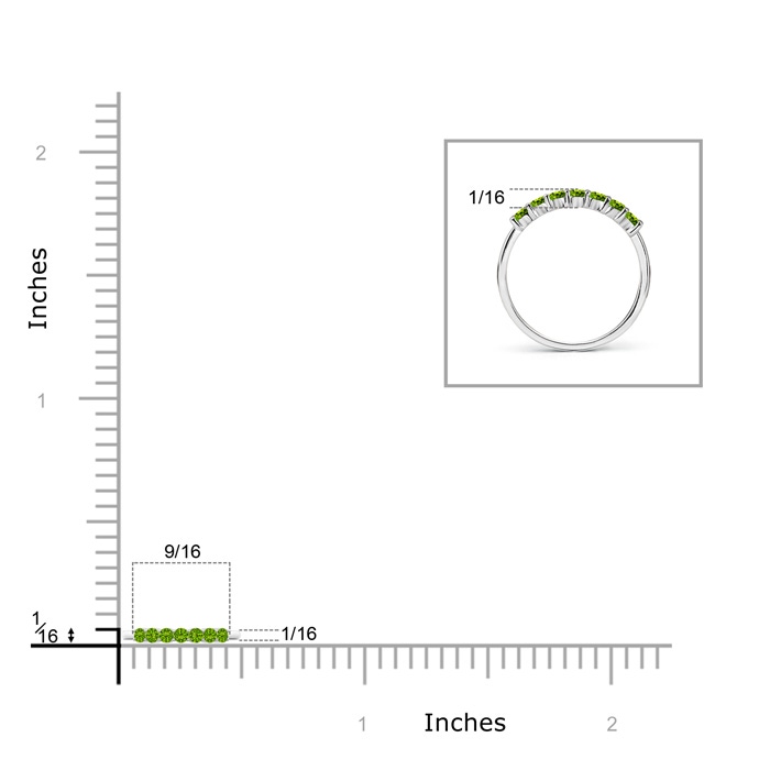 2mm AAAA Half Eternity Seven Stone Peridot Wedding Band in 10K White Gold Product Image