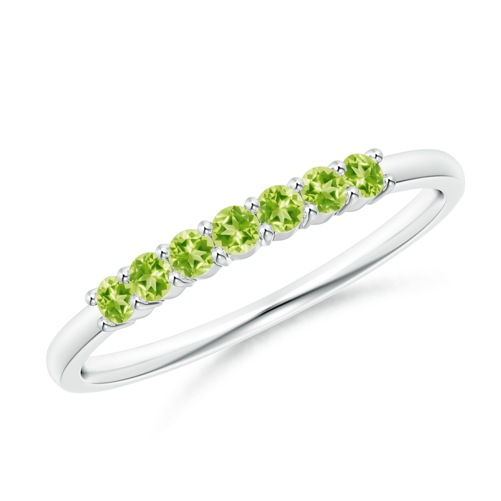 2mm AAAA Half Eternity Seven Stone Peridot Wedding Band in White Gold