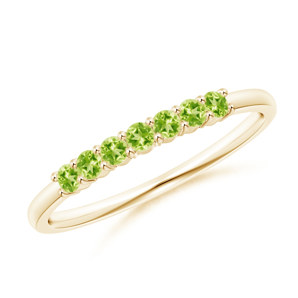 2mm AAAA Half Eternity Seven Stone Peridot Wedding Band in Yellow Gold