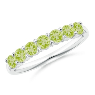 3mm AAA Half Eternity Seven Stone Peridot Wedding Band in White Gold