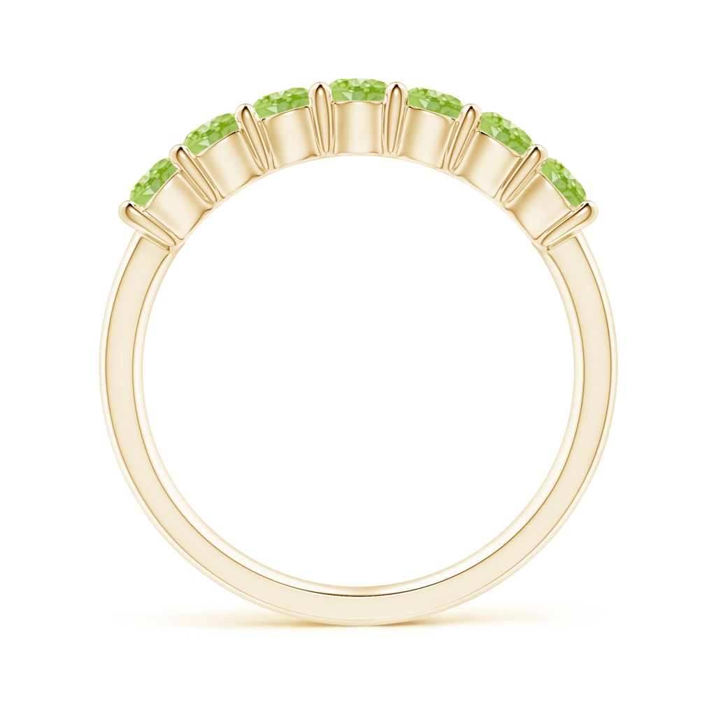 3mm AAAA Half Eternity Seven Stone Peridot Wedding Band in Yellow Gold Side-1