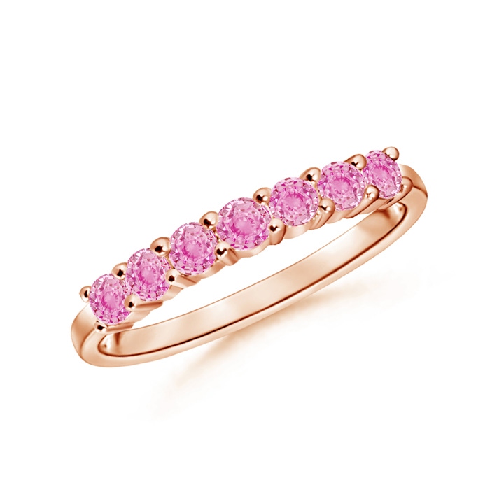 2.5mm A Half Eternity Seven Stone Pink Sapphire Wedding Band in Rose Gold 