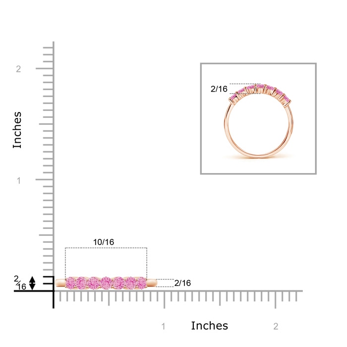 2.5mm A Half Eternity Seven Stone Pink Sapphire Wedding Band in Rose Gold product image