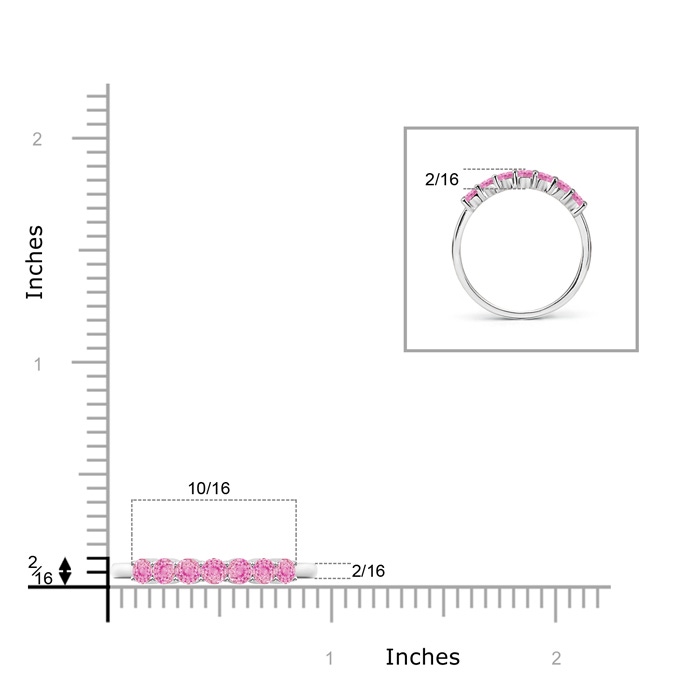 2.5mm A Half Eternity Seven Stone Pink Sapphire Wedding Band in White Gold product image