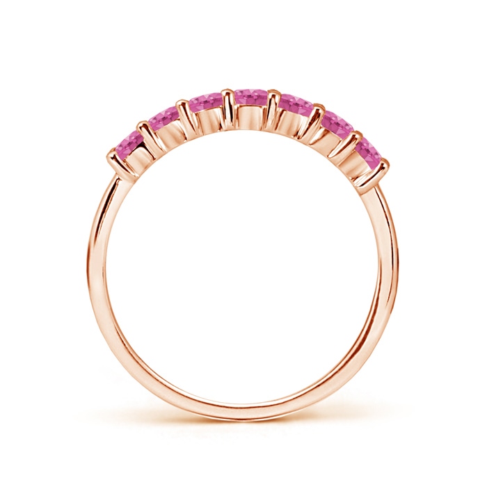2.5mm AAA Half Eternity Seven Stone Pink Sapphire Wedding Band in Rose Gold product image