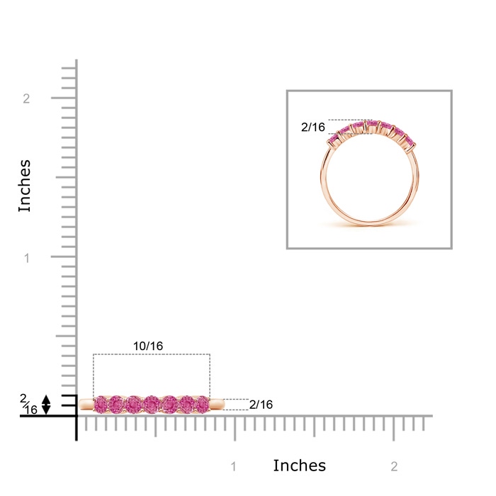2.5mm AAA Half Eternity Seven Stone Pink Sapphire Wedding Band in Rose Gold product image
