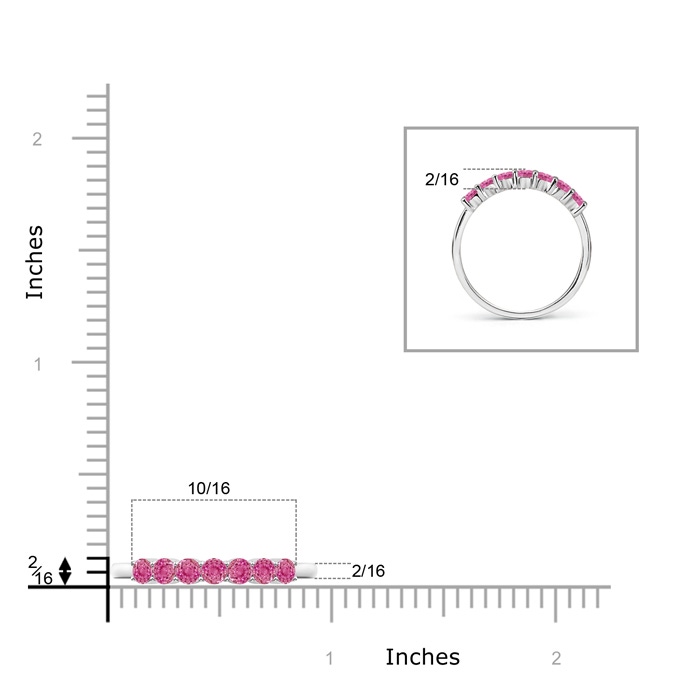 2.5mm AAA Half Eternity Seven Stone Pink Sapphire Wedding Band in White Gold product image