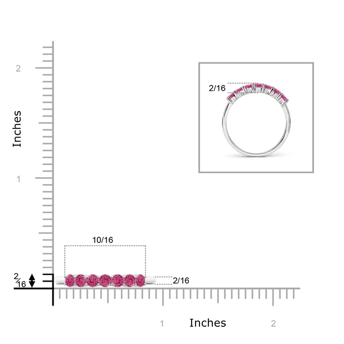 2.5mm AAAA Half Eternity Seven Stone Pink Sapphire Wedding Band in P950 Platinum product image