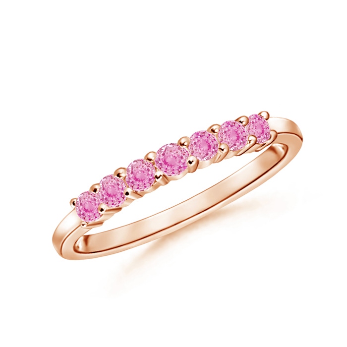 2mm A Half Eternity Seven Stone Pink Sapphire Wedding Band in Rose Gold 