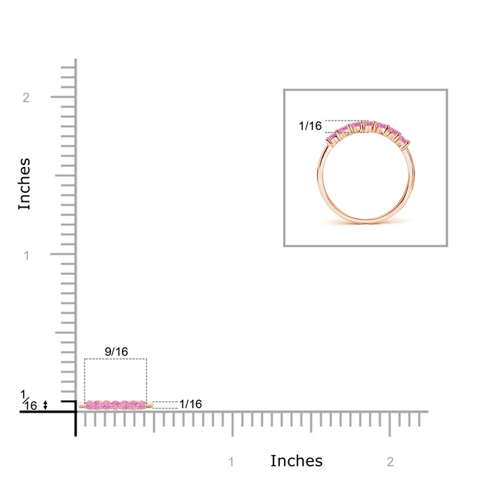 2mm A Half Eternity Seven Stone Pink Sapphire Wedding Band in Rose Gold product image