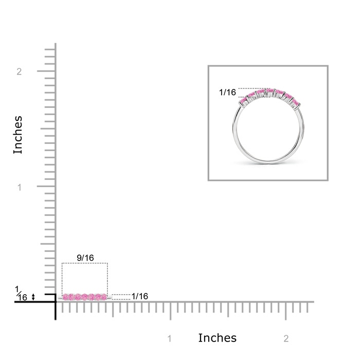 2mm A Half Eternity Seven Stone Pink Sapphire Wedding Band in White Gold product image