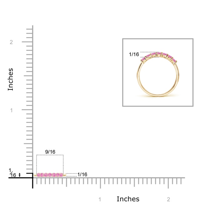 2mm A Half Eternity Seven Stone Pink Sapphire Wedding Band in Yellow Gold product image