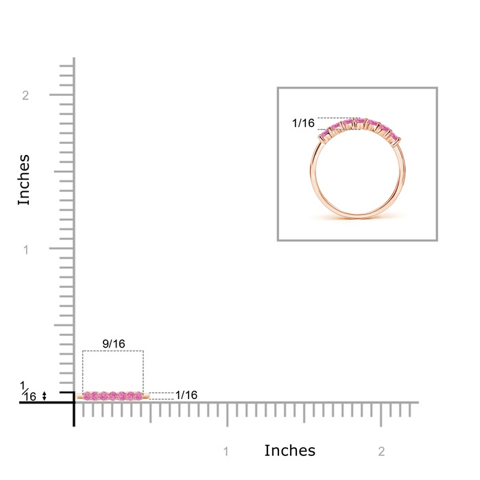 2mm AA Half Eternity Seven Stone Pink Sapphire Wedding Band in Rose Gold product image