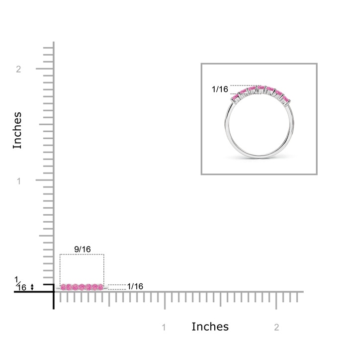 2mm AA Half Eternity Seven Stone Pink Sapphire Wedding Band in S999 Silver product image