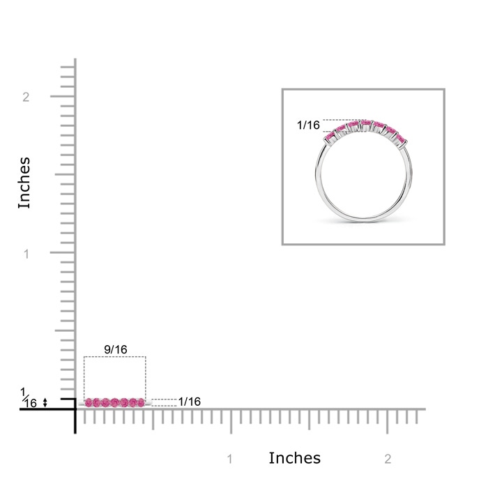 2mm AAA Half Eternity Seven Stone Pink Sapphire Wedding Band in P950 Platinum product image