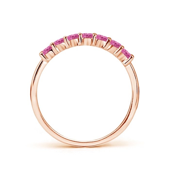 2mm AAA Half Eternity Seven Stone Pink Sapphire Wedding Band in Rose Gold product image