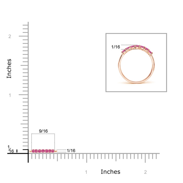 2mm AAA Half Eternity Seven Stone Pink Sapphire Wedding Band in Rose Gold product image