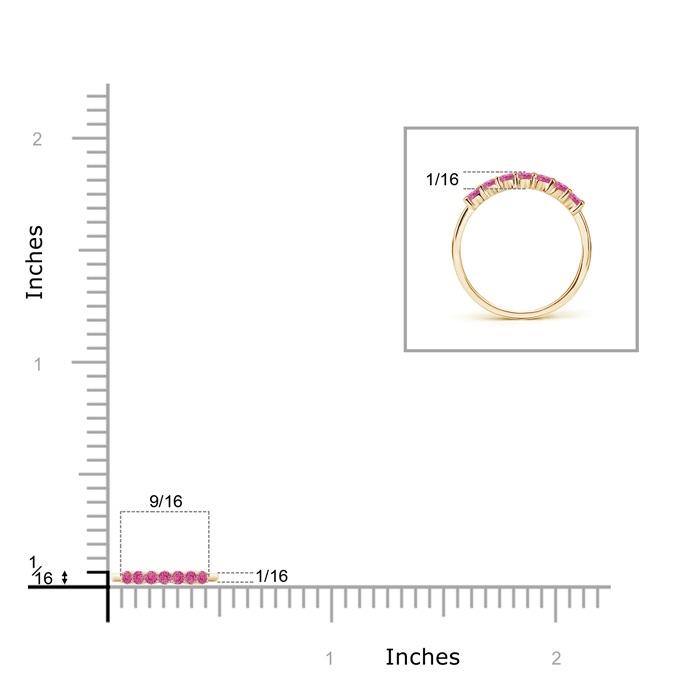 2mm AAA Half Eternity Seven Stone Pink Sapphire Wedding Band in Yellow Gold product image