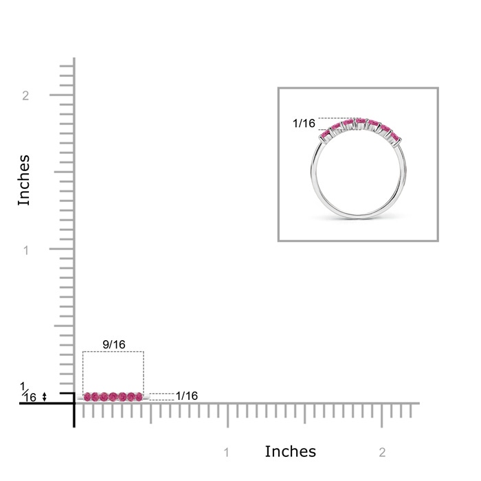 2mm AAAA Half Eternity Seven Stone Pink Sapphire Wedding Band in P950 Platinum product image
