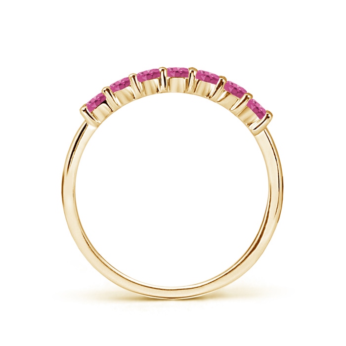 2mm AAAA Half Eternity Seven Stone Pink Sapphire Wedding Band in Yellow Gold product image