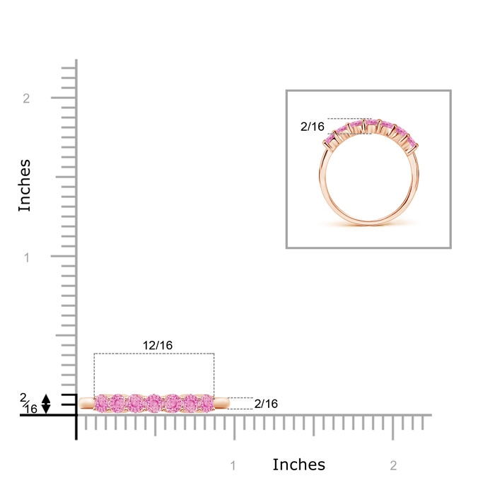 3mm A Half Eternity Seven Stone Pink Sapphire Wedding Band in Rose Gold product image