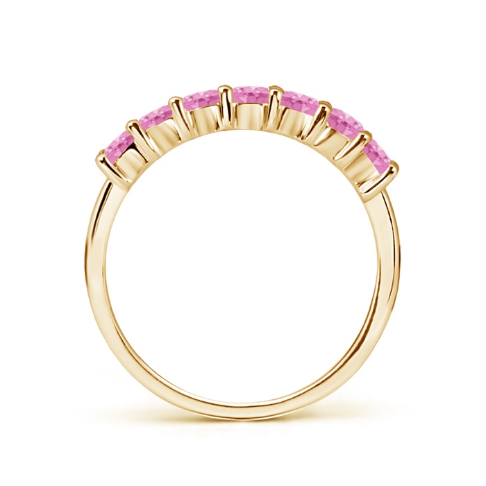 3mm A Half Eternity Seven Stone Pink Sapphire Wedding Band in Yellow Gold product image