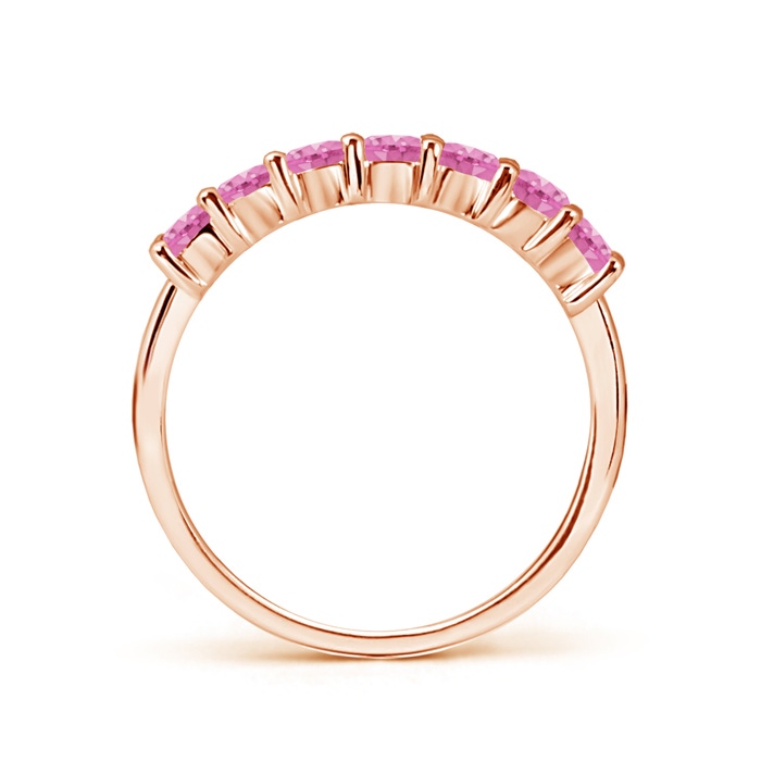 3mm AA Half Eternity Seven Stone Pink Sapphire Wedding Band in Rose Gold product image