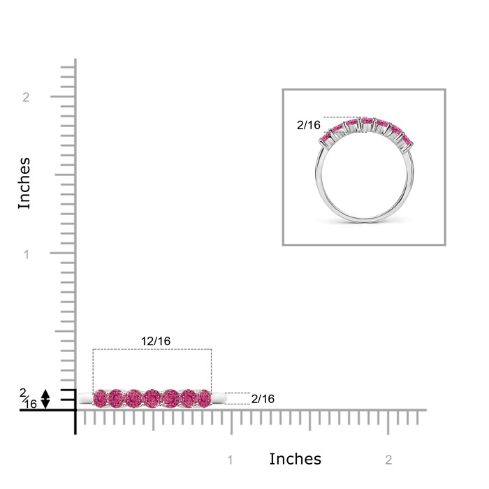 3mm AAAA Half Eternity Seven Stone Pink Sapphire Wedding Band in P950 Platinum product image