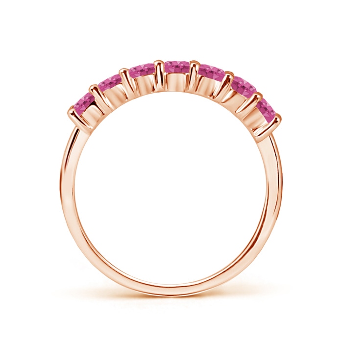 3mm AAAA Half Eternity Seven Stone Pink Sapphire Wedding Band in Rose Gold product image