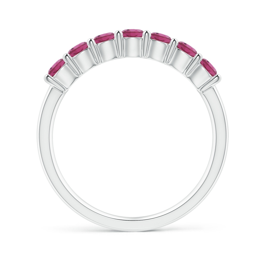 3mm AAAA Half Eternity 7 Stone Pink Tourmaline Wedding Band in White Gold Side-1
