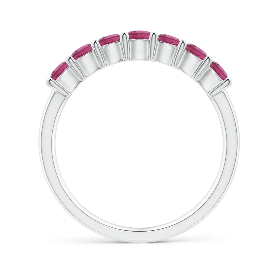 3mm AAAA Half Eternity 7 Stone Pink Tourmaline Wedding Band in White Gold side-1