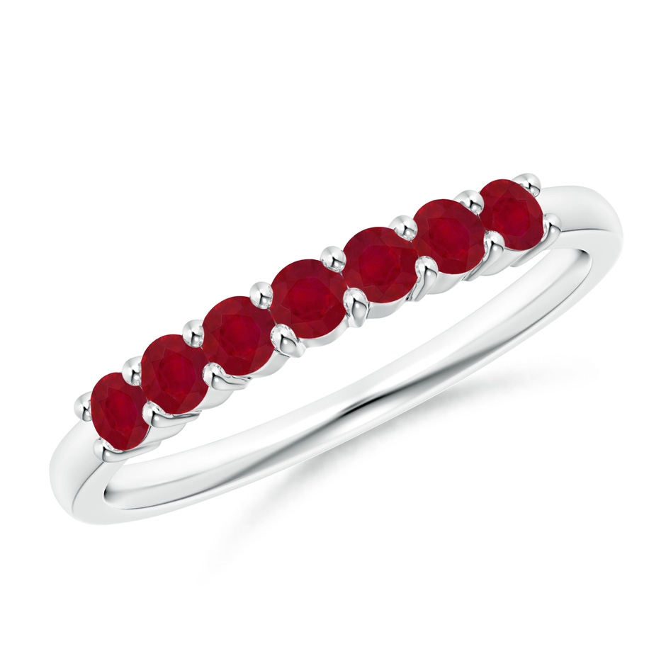 2.5mm AA Half Eternity Seven Stone Ruby Wedding Band in P950 Platinum 