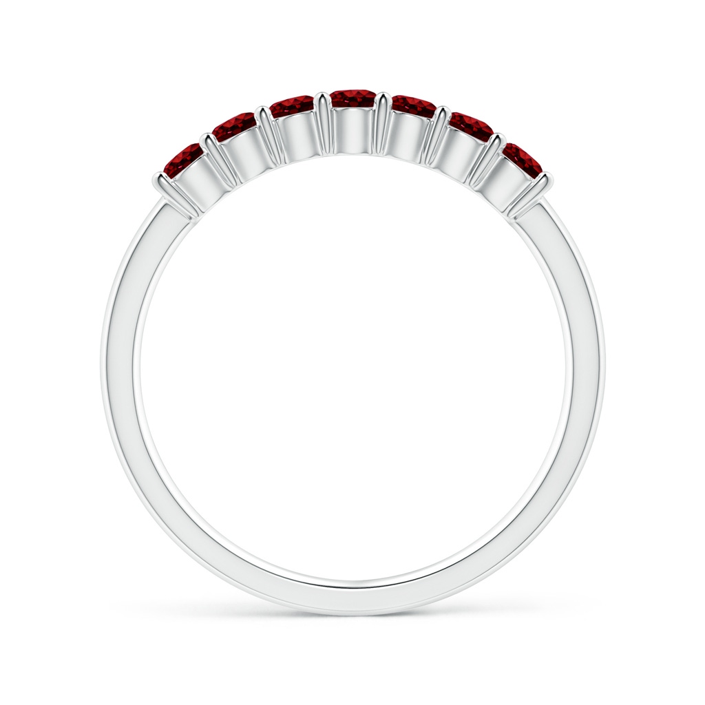 2.5mm AAAA Half Eternity Seven Stone Ruby Wedding Band in White Gold Side-1