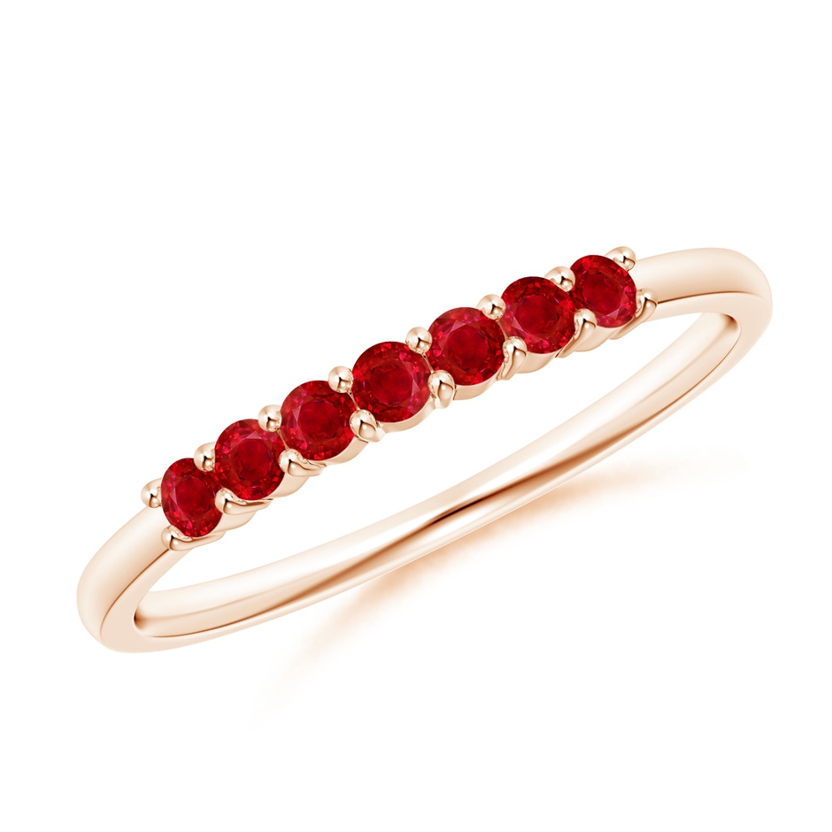 2mm AAA Half Eternity Seven Stone Ruby Wedding Band in Rose Gold 