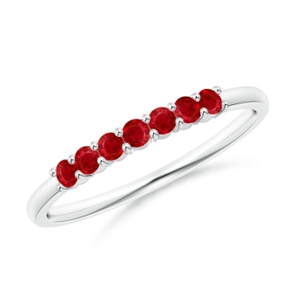 2mm AAA Half Eternity Seven Stone Ruby Wedding Band in White Gold